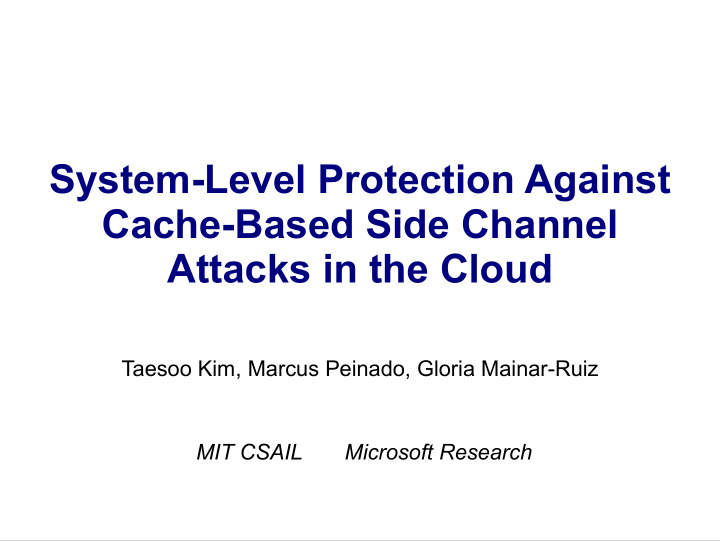 system level protection against cache based side channel