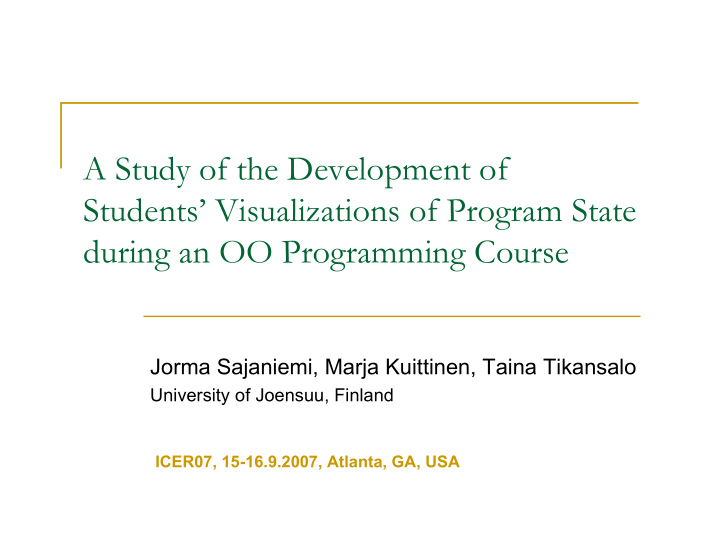 a study of the development of students visualizations of
