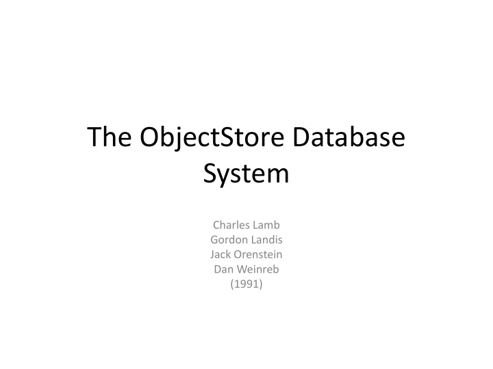 the objectstore database