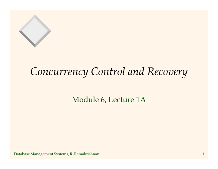concurrency control and recovery