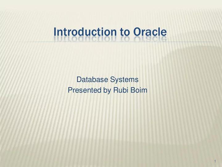 introduction to oracle