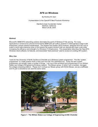 AFS on Windows  By Rodney M. Dyer  A presentation to the OpenAFS Best Practices Workshop  Stanford