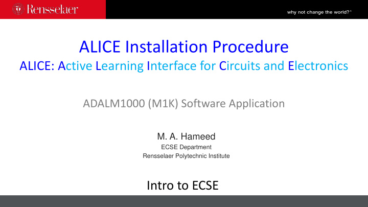 alice installation procedure