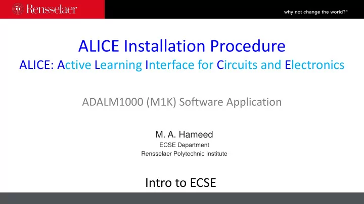 alice installation procedure