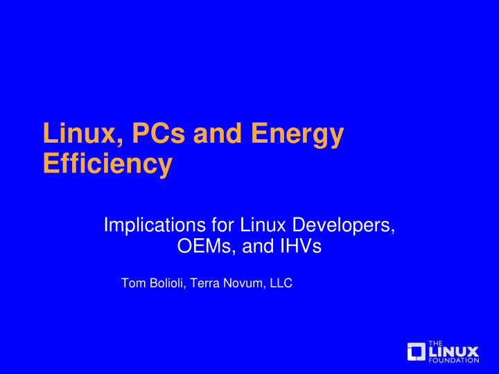 linux pcs and energy efficiency