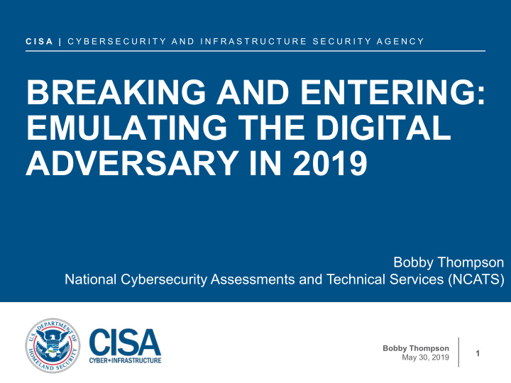 breaking and entering emulating the digital adversary in