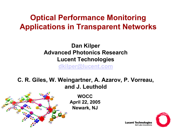optical performance monitoring applications in
