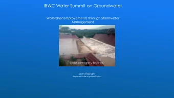 IBWC Water Summit on Groundwater  Watershed Improvements through Stormwater  Management  Selden