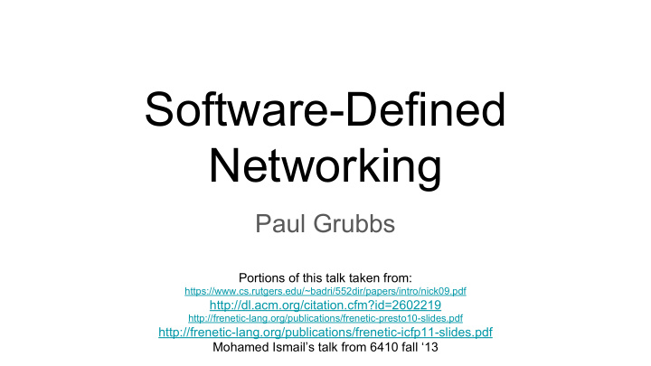 software defined networking