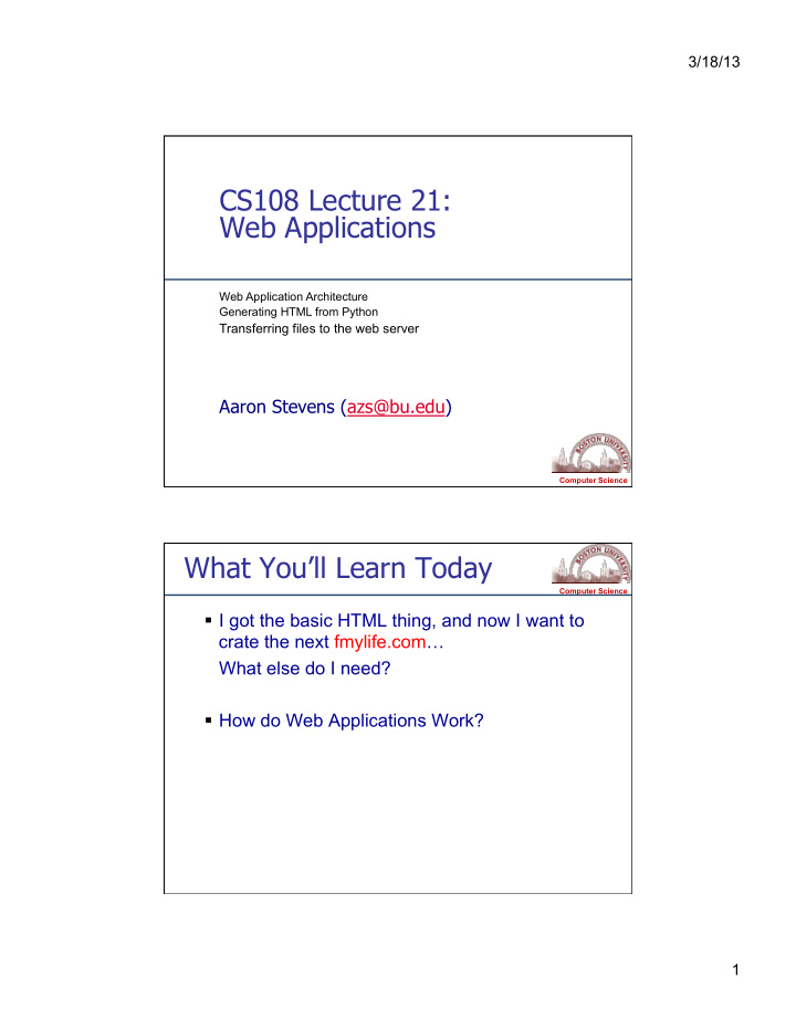 cs108 lecture 21 web applications