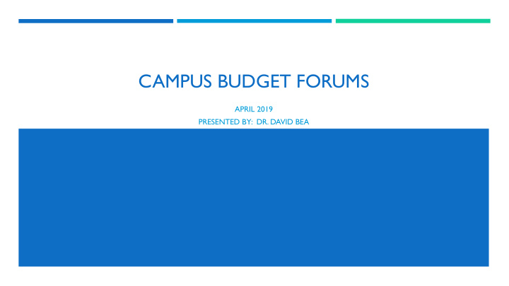 campus budget forums
