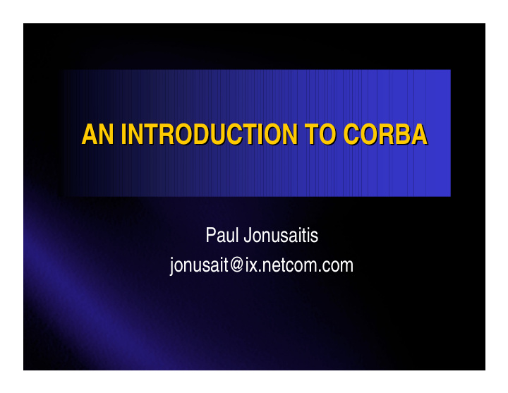 an introduction to corba an introduction to corba