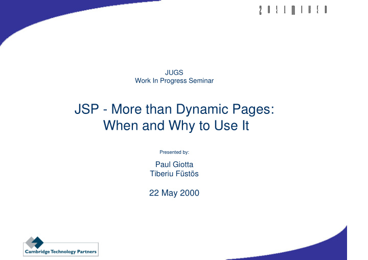 jsp more than dynamic pages when and why to use it