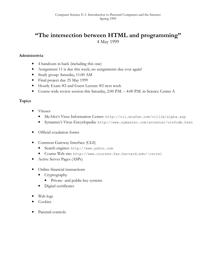 the intersection between html and programming