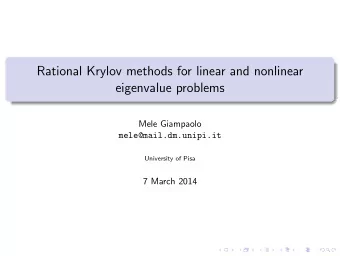 Rational Krylov methods for linear and nonlinear  eigenvalue problems  Mele Giampaolo