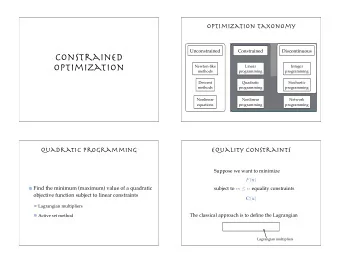 Constrained  optimization  Newton-like  Linear  Integer  methods  programming  programming  Descent
