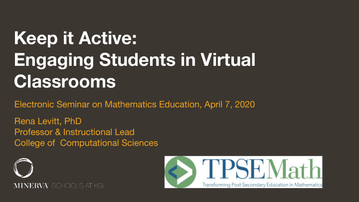 keep it active engaging students in virtual classrooms