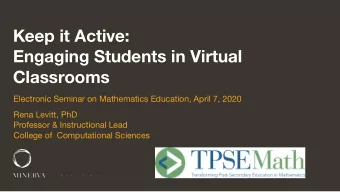 Keep it Active:  Engaging Students in Virtual  Classrooms  Electronic Seminar on Mathematics