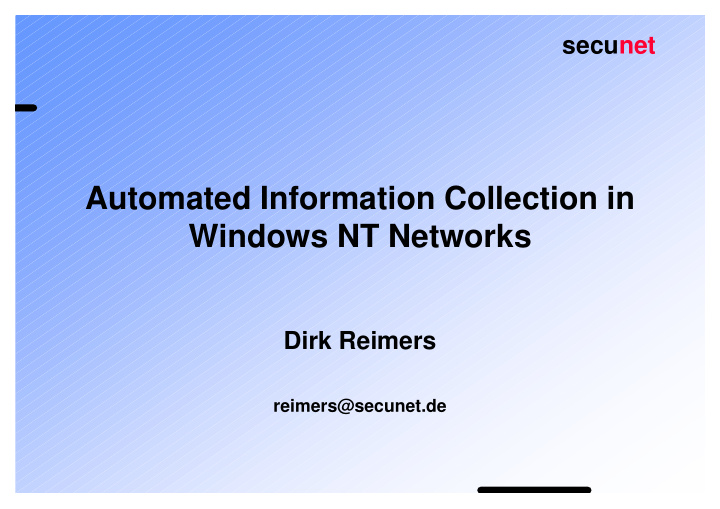 automated information collection in windows nt networks