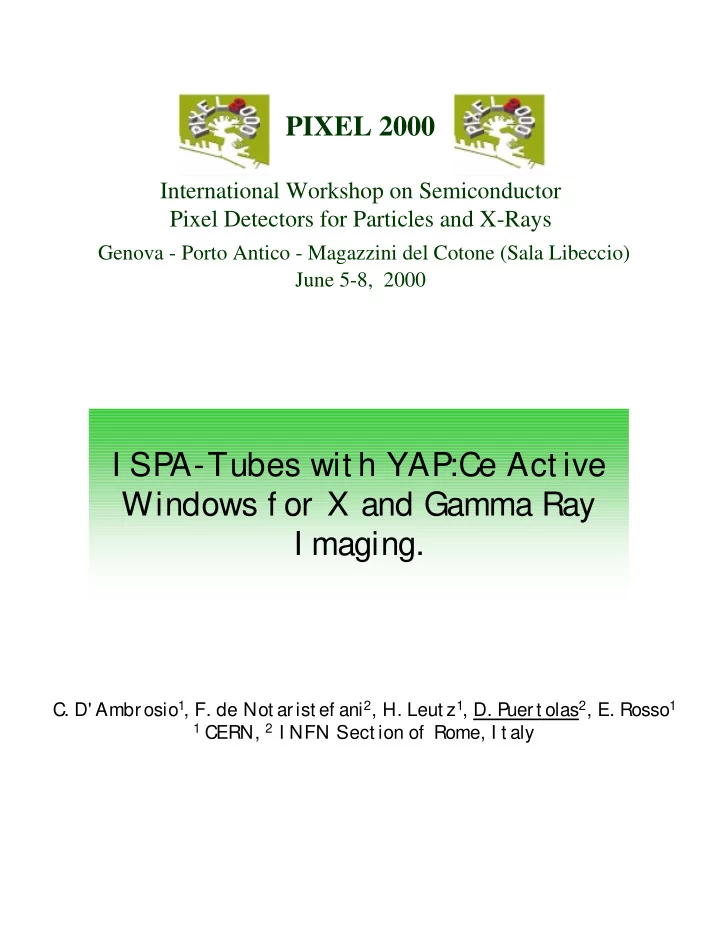 i spa tubes wit h yap ce act ive windows f or x and gamma