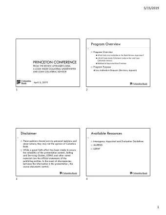 PRINCETON CONFERENCE  Residential Appraisal Best Practices  FROM THE REVIEW APPRAISERS DESK: