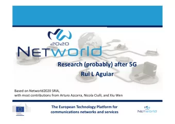 Research (probably) after 5G  Rui L Aguiar  Based on Networld2020 SRIA,  with most contributions