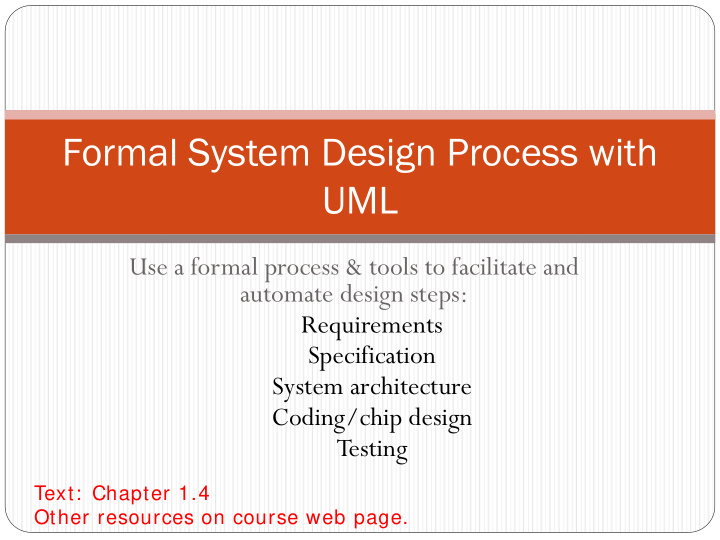 formal system design process with uml