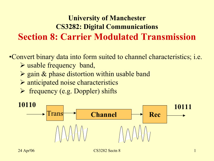 section 8 carrier modulated transmission