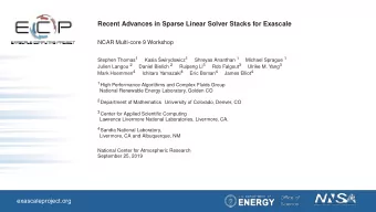 Recent Advances in Sparse Linear Solver Stacks for Exascale  NCAR Multi-core 9 Workshop Stephen
