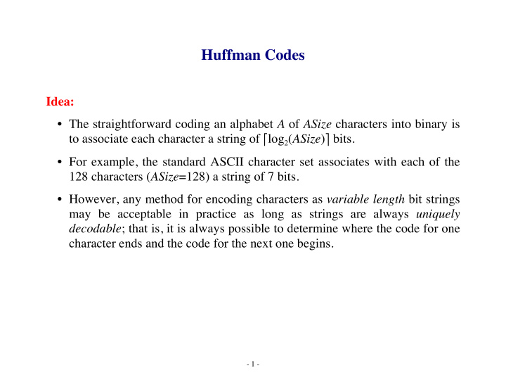 huffman codes