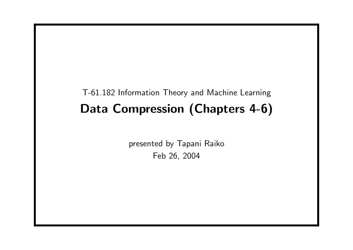data compression chapters 4 6
