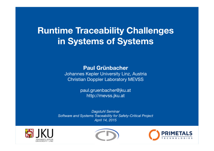 runtime traceability challenges in systems of systems
