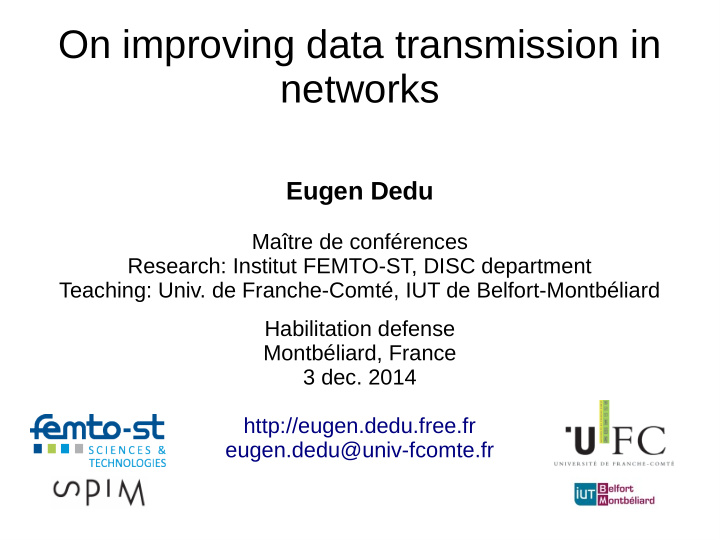 on improving data transmission in networks