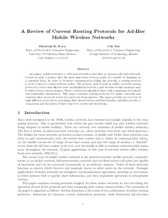 A  Review  of  Curren  t  Routing  Proto  cols  for  Ad-Ho  c  Mobile  Wireless  Net  w  orks
