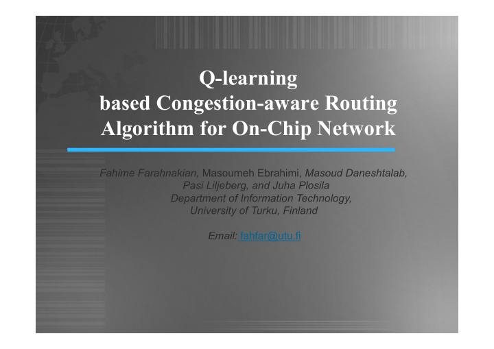 q learning based congestion aware routing algorithm for