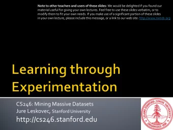 http://cs246.stanford.edu  Web advertising  We discussed how to  match advertisers to  queries