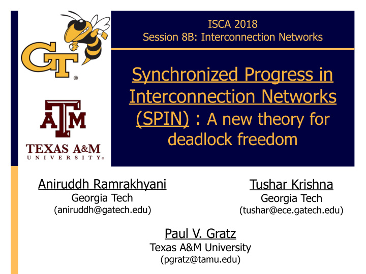 synchronized progress in interconnection networks