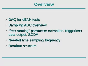 Overview  DAQ for dE/dx tests  DAQ for dE/dx tests  Sampling ADC overview  Sampling ADC