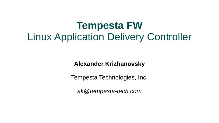 tempesta fw linux application delivery controller