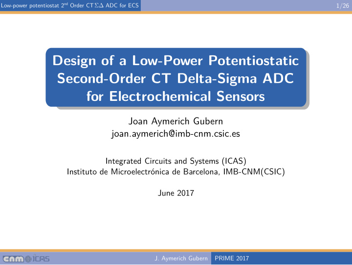 design of a low power potentiostatic second order ct