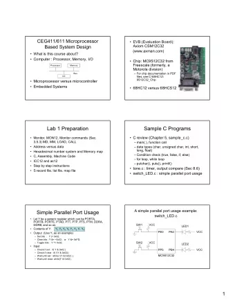 Lab 1 Preparation  Sample C Programs   C review (Chapter 5, sample_c.c)   Monitor, MON12,
