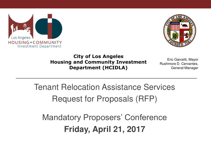 tenant relocation assistance services request for
