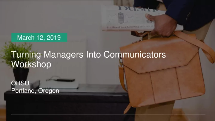 turning managers into communicators workshop