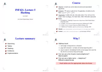 Course Objective : to teach you some data structures and associated  algorithms  INF421, Lecture 5
