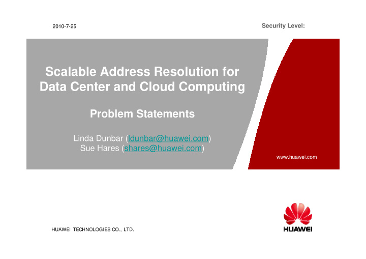 scalable address resolution for data center and cloud