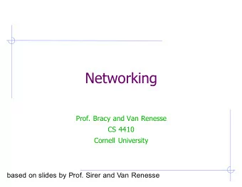 Networking  Prof. Bracy and Van Renesse  CS 4410  Cornell University  based on slides by Prof.