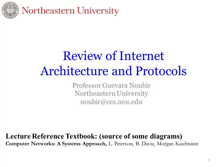 review of internet architecture and protocols