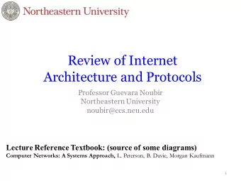 Review of Internet  Architecture and Protocols  Professor Guevara Noubir  Northeastern University