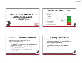 Too Much of a Good Thing?  Hosts have a  15-441/641: Computer Networks  host name  Domain