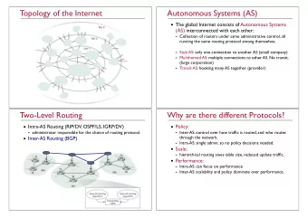Topology of the Internet  Autonomous Systems (AS)  The global Internet consists of Autonomous